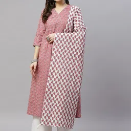 MIRAVAN Ethnic Motifs Printed Kurta With Dupatta-image-15
