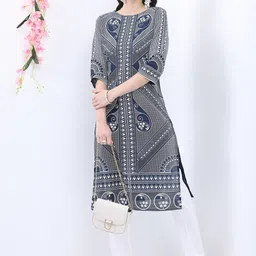 Vishudh Ethnic Motifs Printed Straight Cotton Kurta-12