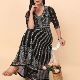 HERENOW Women Chikankari Embroidered Thread Work Georgette Anarkali Kurta-picture-46