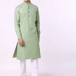 Modi Kurta Plus Size Mandarin Collar Straight Cotton Kurta-image-0