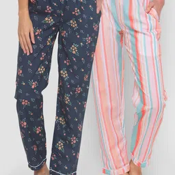 FashionRack Women Pack Of 2 Printed Cotton Lounge Pants-picture-38