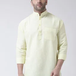 RIAG Men Yellow Solid Khadi Kurta-picture-33