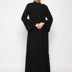 MOMIN LIBAS Front Open Bell Sleeves Abaya Burqas with Pleated Work-37