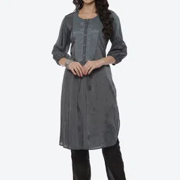 Rangriti Women Grey Geometric Printed Kurta-picture-47