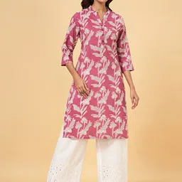 RANGMANCH BY PANTALOONS Floral Printed Straight Cotton Kurta-picture-16