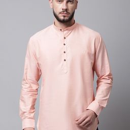 Rodamo Men Orange Cotton Kurta-image-97