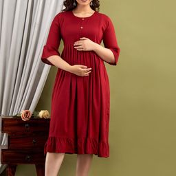 Mialo fashion Fit & Flared Maternity Midi Ethnic Dress-picture-12