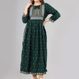 KALINI Women Green Floral Printed Floral Anarkali Kurta-31