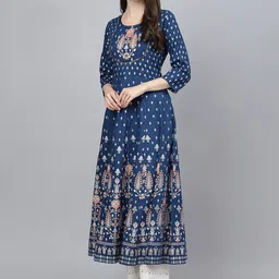 Divena Women Blue Ethnic Motifs Printed Anarkali Kurta-image-27