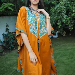 Sangria Embroidered Acrylic Kaftan Dress-image-28