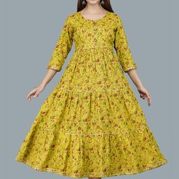 SIPET Floral Printed Round Neck Pleated Anarkali Kurta-image-96