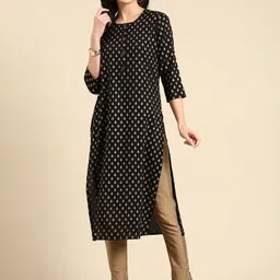 SHOWOFF Ethnic Motifs Printed Round Neck Kurta-picture-21