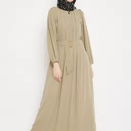 MOMIN LIBAS Round-Neck Abaya Burqa With Belt-picture-55