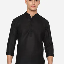 JB STUDIO Men 100% Cotton Black Kurta-image-43