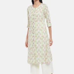 RANGMANCH BY PANTALOONS Women Cream-Coloured Floral Printed Kurta-image-4