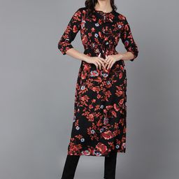 ZNX Clothing Floral Printed Keyhole Neck Kurta-image-22