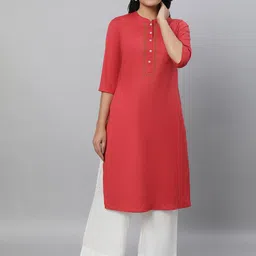 AURELIA Mandarin Collar Thread Work Straight Kurta-image-75