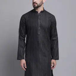 Armaan Ethnic Striped Mandarin Collar Cotton Kurta-picture-18