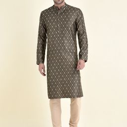 TABARD Men Brown Cotton Printed Kurta-picture-4