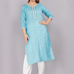 KALINI Women Blue Printed Cotton Kurta-image-79