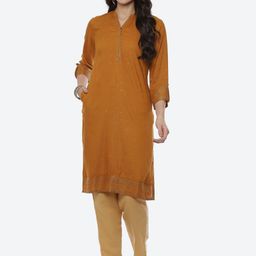 Rangriti Women Mustard Yellow Ethnic Motifs Kurta-picture-47