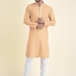 TABARD Men Yellow Printed Cotton Kurta-image-108