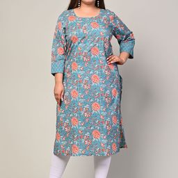 Swasti Women Green Floral Printed Thread Work Floral Kurta-41