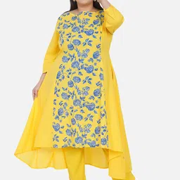 Fabnest Curve Women Yellow Floral Printed Anarkali Kurta-image-89