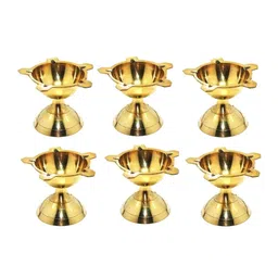 Fashion Bizz Beige 6 Pieces Brass Diyas-image-52