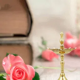 Fashion Bizz Yellow 2 Pieces Lotus Shaped Traditional Brass Diyas-33