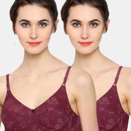 Sonari Pack of 2 Maroon Non Padded Non-Wired Floral Bras-image-43