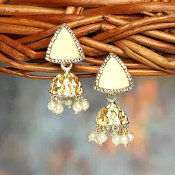 Zaveri Pearls Gold-Plated Studded Jhumkas-22