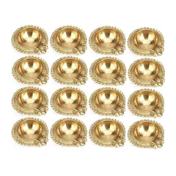 Fashion Bizz Pack Of 16 Gold-Toned Simple Diyas-image-37