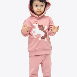 ariel Girls Self Designed Hooded Pure Cotton Sweatshirt & Pyjamas-image-76