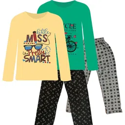 CoolTees4U Girls Pack Of 2 Printed T-shirt With Pyjamas-picture-15