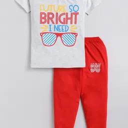 Todd N Teen Boys Grey & Red Printed Cotton T-shirt with Trousers-25