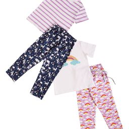 frangipani Girls White & Navy Blue Printed T-shirt with Pyjamas-image-34