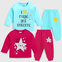 KUCHIPOO Girls Pack Of 2 Printed T-shirt with Pyjamas-picture-17