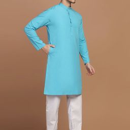 TAHVO Mandarin Collar Straight Kurta With Trousers-image-58