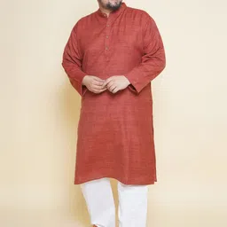 John Pride Plus Size Mandarin Collar Kurta with Pyjamas-11