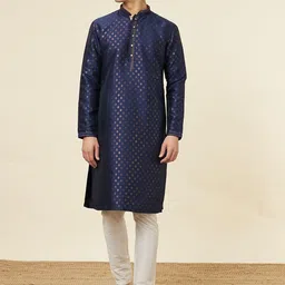 Manyavar Ethnic Motifs Woven Design Zari Kurta with Pyjamas-picture-57
