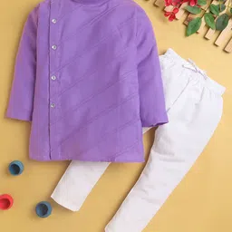 Jeetethnics Boys Striped Embroidered Band Collar Straight Kurta with Pyjamas-15