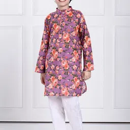THE PONY & PEONY CO. Boys Floral Printed Mandarin Collar Regular Kurta with Pyjamas-picture-18