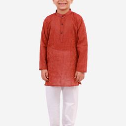 Superminis Boys Brown & White Striped Kurta with Pyjamas-26