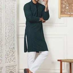 Anouk Men Embroidered Regular Sequinned Kurta with Pyjamas image 1