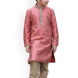 Manyavar Boys Self Design Kurta With Pyjamas-image-43