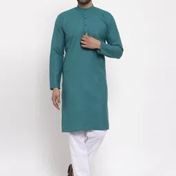 Jompers Men Green Pure Cotton Kurta with Pyjamas-image-85