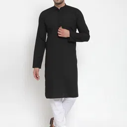 Jompers Men Black Kurta with Pyjamas-image-94