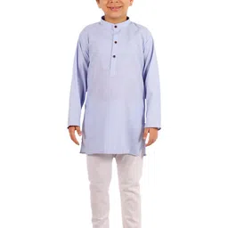 Superminis Boys Blue Solid Kurta with Pyjamas-picture-12