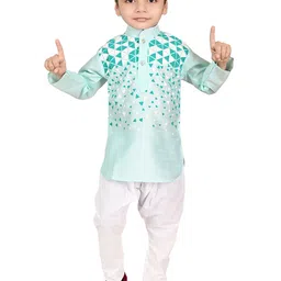 BAESD Boys Geometric Printed Mandarin Collar Straight Kurta With Pyjama-15